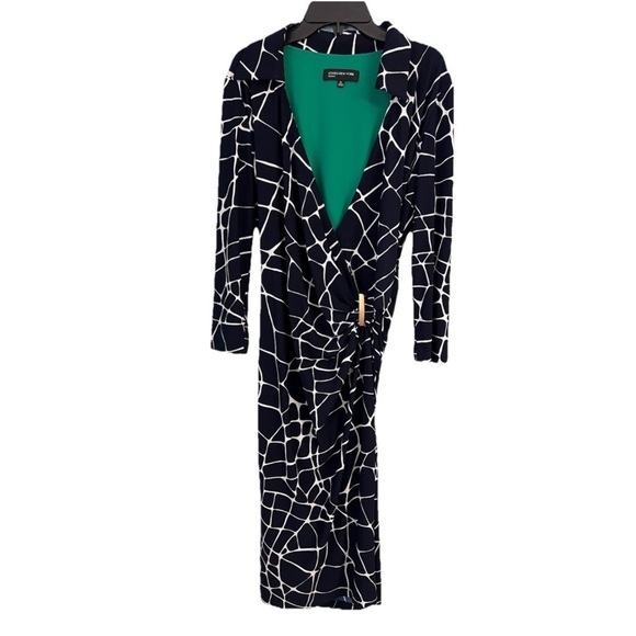 Jones New York Sheath Dress Lined Giraffe Animal Print  Size 10 Navy Blue White - Picture 8 of 9